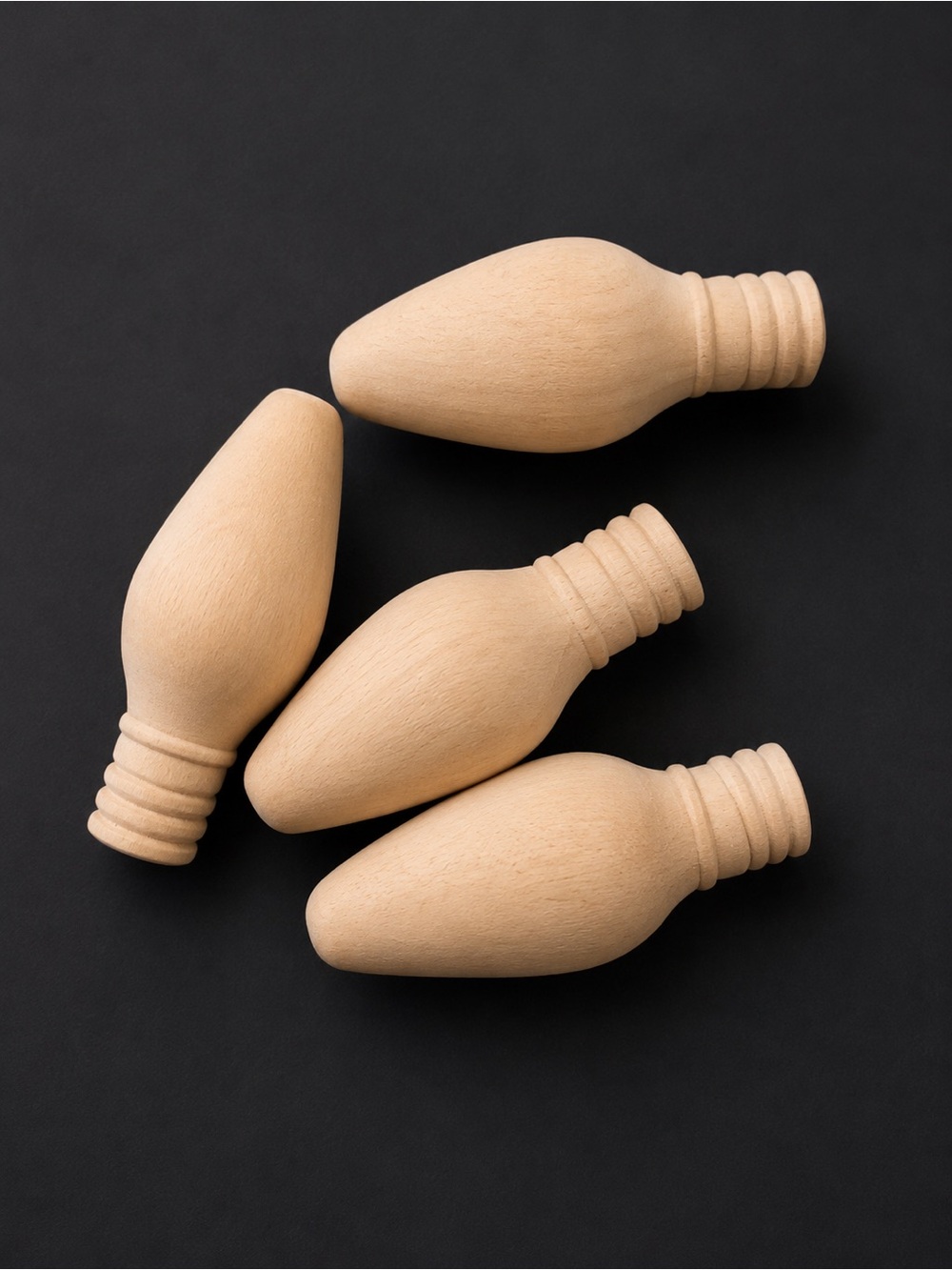 Unbranded Natural Wood Finials - Set of 4